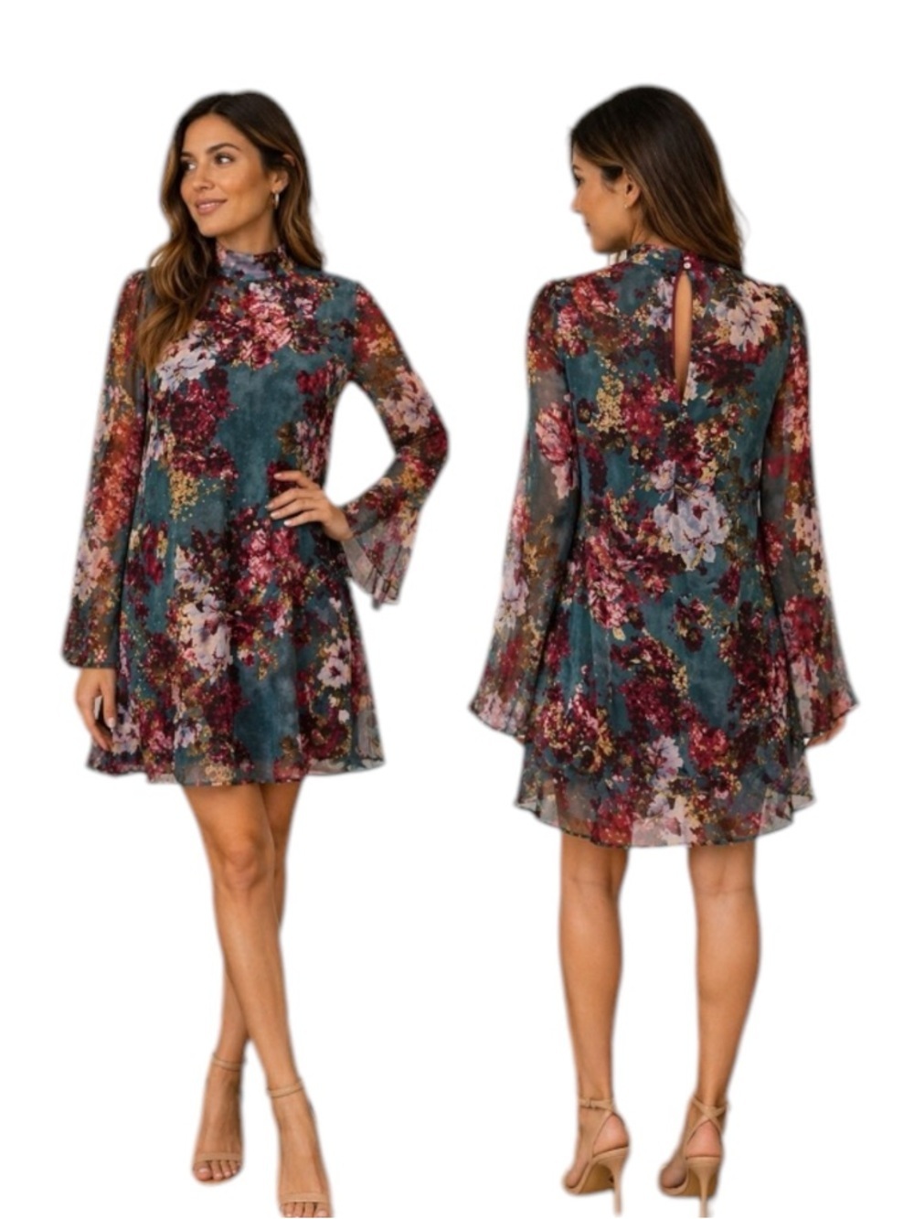 Lulu’s Floral Mini Dress High Neck Sheer Boho Size S

⸻